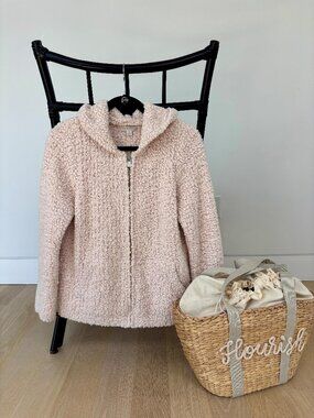 Barefoot Dreams Cozy Zip Hoodie Jacket | Soft Teddy Fleece | Medium